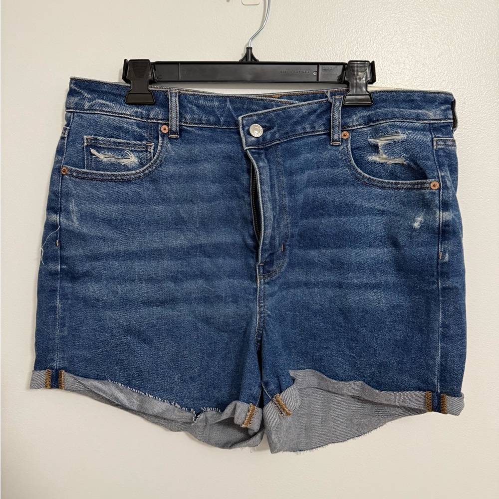 American Eagle Outfitters Mom Short Distressed Blue Jean Shorts